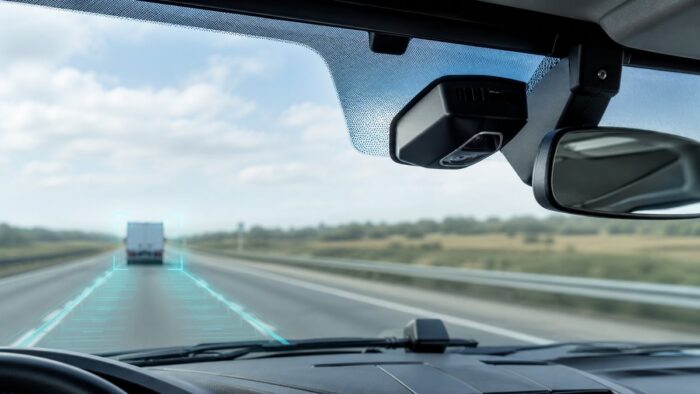 Windshield-mounted ADAS camera and radar sensor in a commercial truck