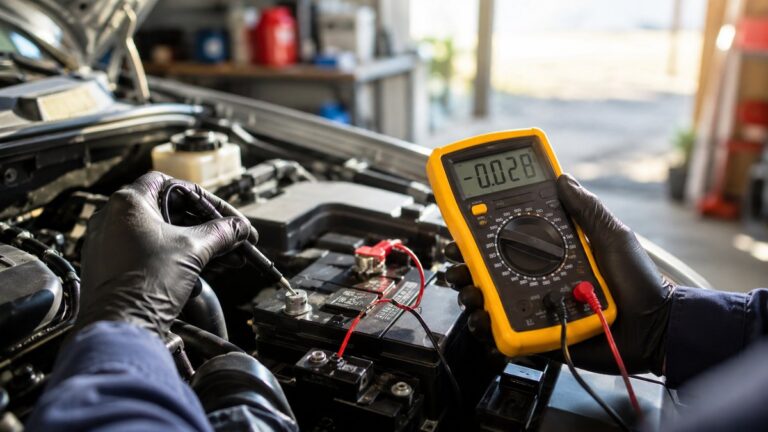 Using a digital multimeter to test a car battery for a parasitic drain