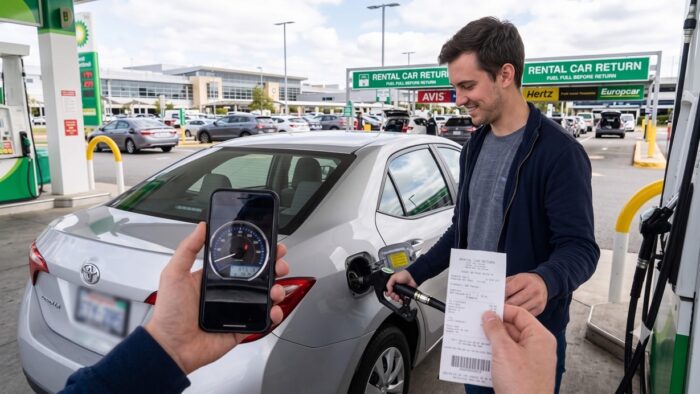 Documenting a full-to-full car rental return