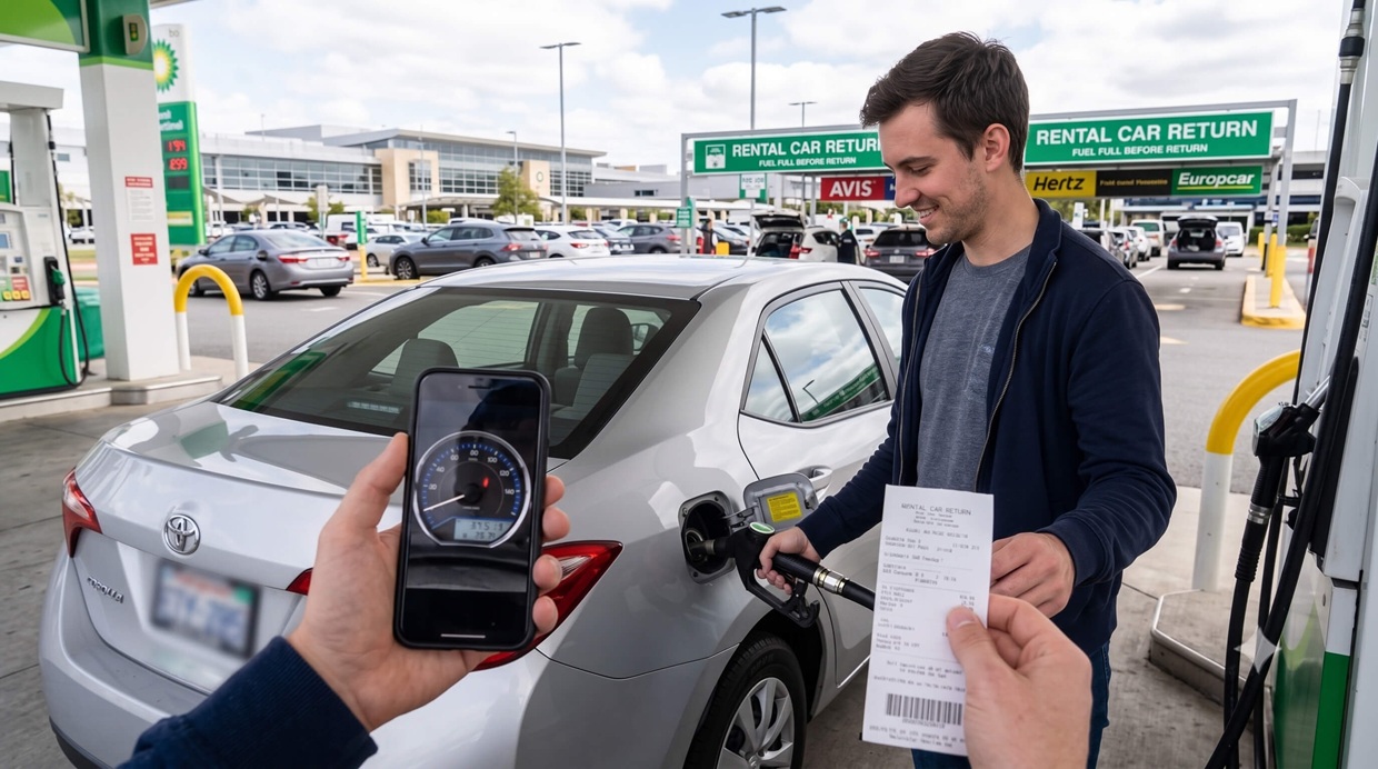 Documenting a full-to-full car rental return
