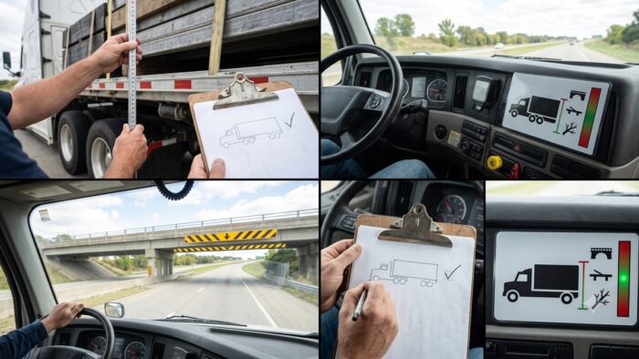 Measuring the height of a truck's load with a tape measure